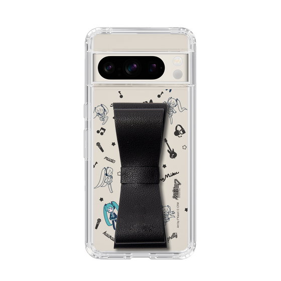 Slim Protection Case - STAND & RING RIBBON Black［ HATSUNE MIKU - Ribbon - Instrumental - Monochrome ］