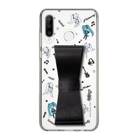 Slim Protection Case - STAND & RING RIBBON Black［ HATSUNE MIKU - Ribbon - Instrumental - Monochrome ］