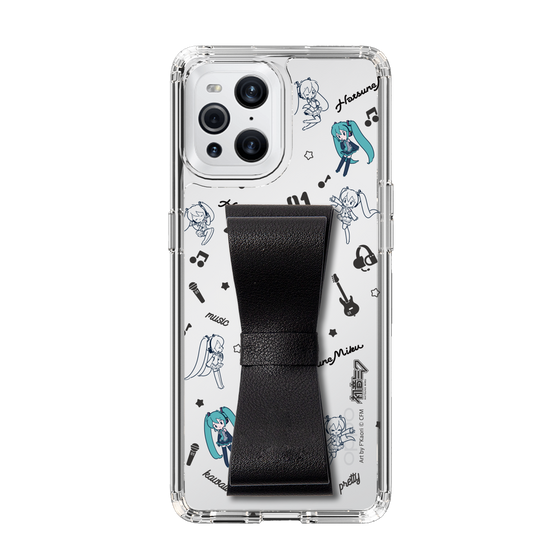 Slim Protection Case - STAND & RING RIBBON Black［ HATSUNE MIKU - Ribbon - Instrumental - Monochrome ］