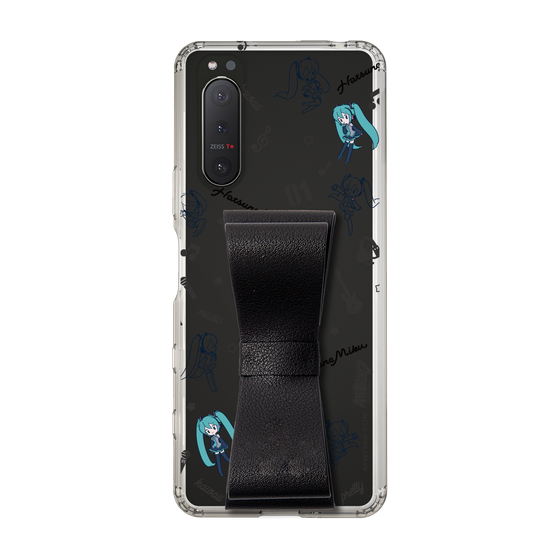 Slim Protection Case - STAND & RING RIBBON Black［ HATSUNE MIKU - Ribbon - Instrumental - Monochrome ］