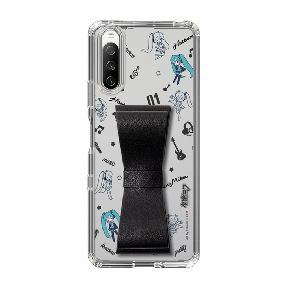 Slim Protection Case - STAND & RING RIBBON Black［ HATSUNE MIKU - Ribbon - Instrumental - Monochrome ］