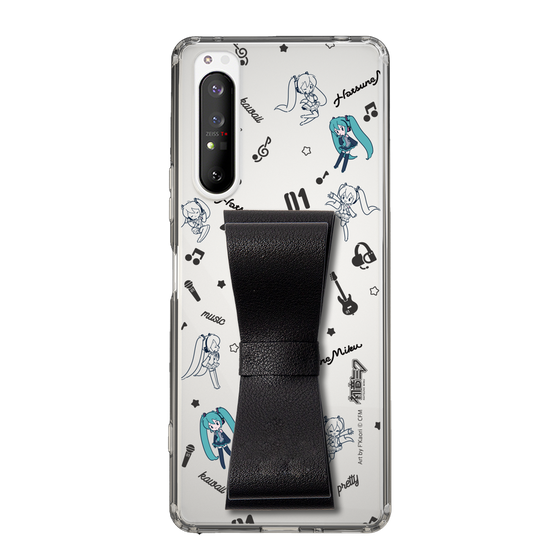 Slim Protection Case - STAND & RING RIBBON Black［ HATSUNE MIKU - Ribbon - Instrumental - Monochrome ］