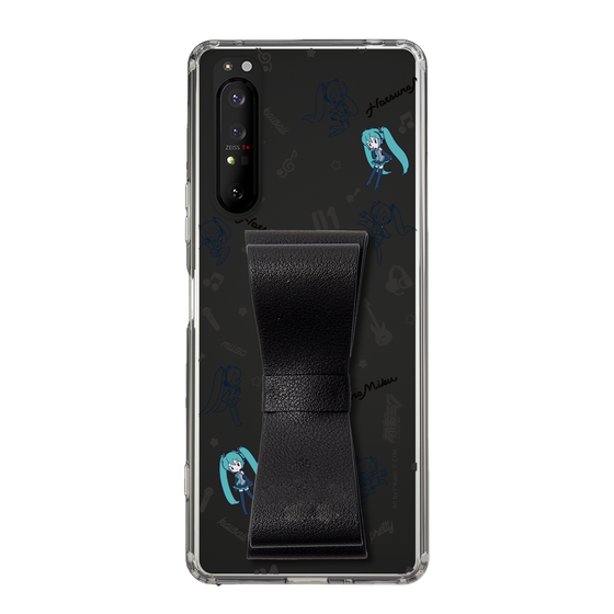 Slim Protection Case - STAND & RING RIBBON Black［ HATSUNE MIKU - Ribbon - Instrumental - Monochrome ］