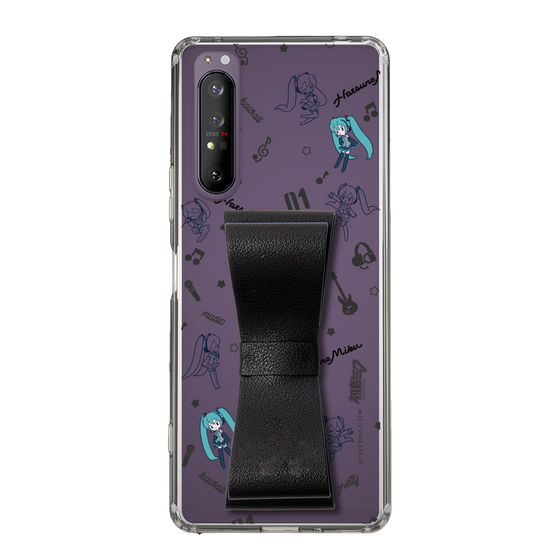 Slim Protection Case - STAND & RING RIBBON Black［ HATSUNE MIKU - Ribbon - Instrumental - Monochrome ］