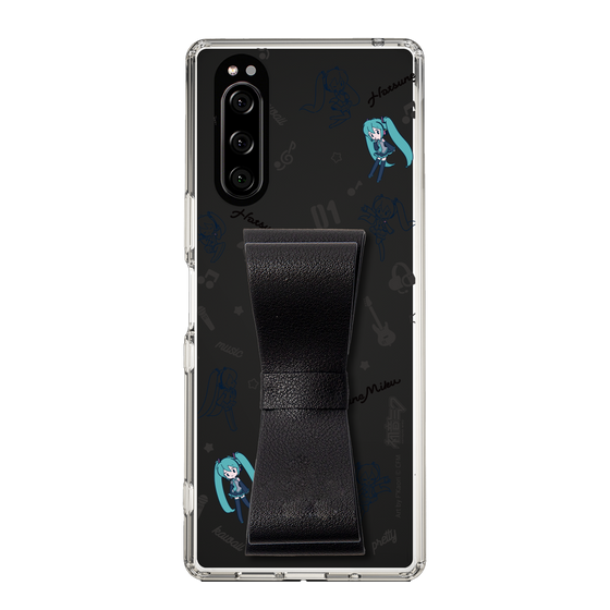 Slim Protection Case - STAND & RING RIBBON Black［ HATSUNE MIKU - Ribbon - Instrumental - Monochrome ］