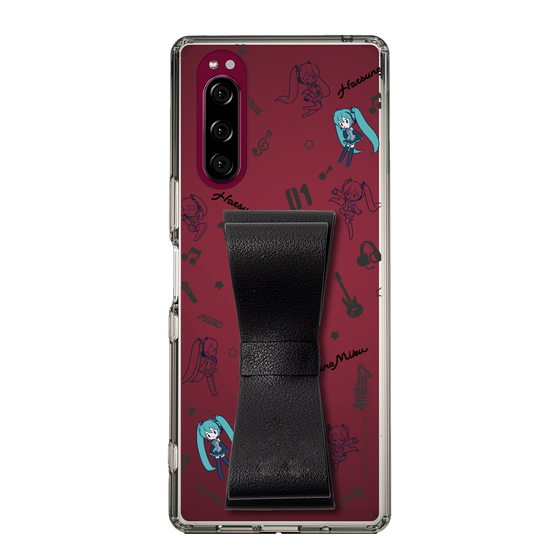 Slim Protection Case - STAND & RING RIBBON Black［ HATSUNE MIKU - Ribbon - Instrumental - Monochrome ］