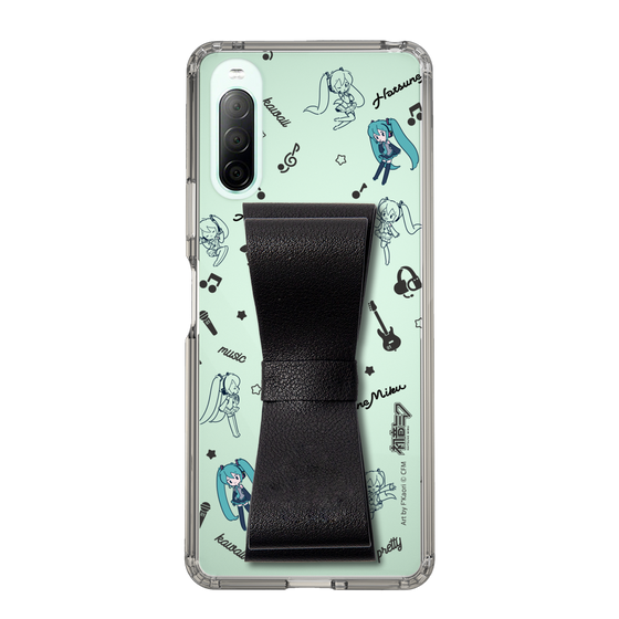 Slim Protection Case - STAND & RING RIBBON Black［ HATSUNE MIKU - Ribbon - Instrumental - Monochrome ］