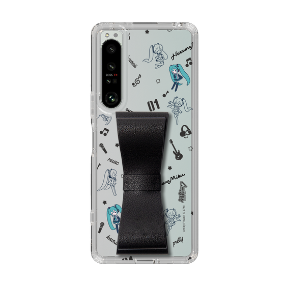 Slim Protection Case - STAND & RING RIBBON Black［ HATSUNE MIKU - Ribbon - Instrumental - Monochrome ］