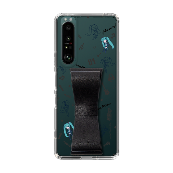 Slim Protection Case - STAND & RING RIBBON Black［ HATSUNE MIKU - Ribbon - Instrumental - Monochrome ］