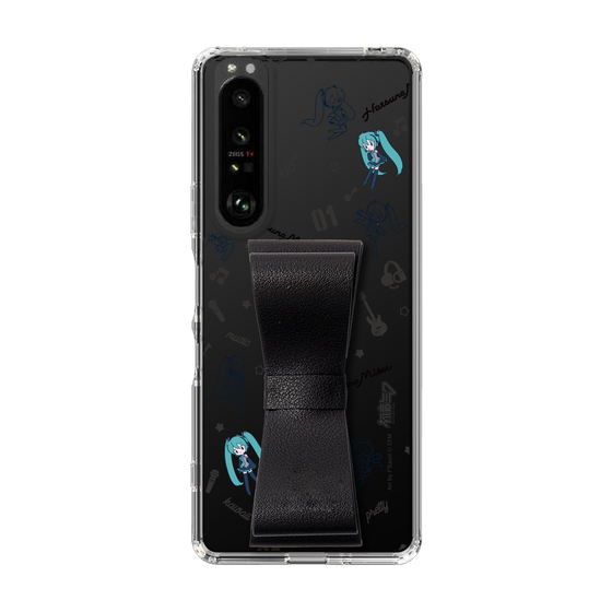 Slim Protection Case - STAND & RING RIBBON Black［ HATSUNE MIKU - Ribbon - Instrumental - Monochrome ］