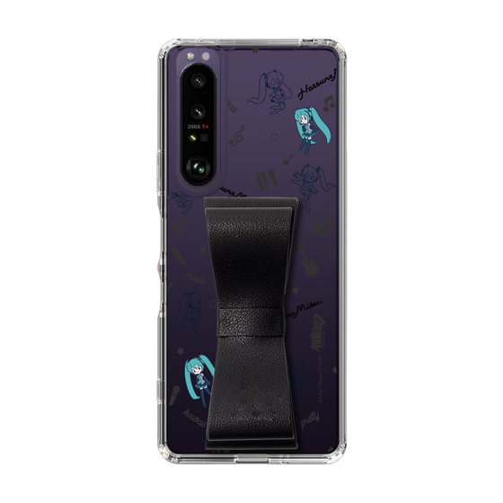 Slim Protection Case - STAND & RING RIBBON Black［ HATSUNE MIKU - Ribbon - Instrumental - Monochrome ］