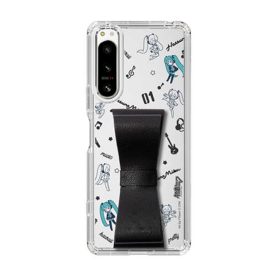 Slim Protection Case - STAND & RING RIBBON Black［ HATSUNE MIKU - Ribbon - Instrumental - Monochrome ］