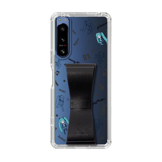 Slim Protection Case - STAND & RING RIBBON Black［ HATSUNE MIKU - Ribbon - Instrumental - Monochrome ］