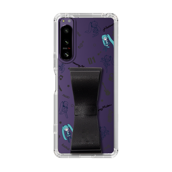 Slim Protection Case - STAND & RING RIBBON Black［ HATSUNE MIKU - Ribbon - Instrumental - Monochrome ］