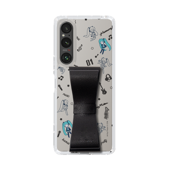 Slim Protection Case - STAND & RING RIBBON Black［ HATSUNE MIKU - Ribbon - Instrumental - Monochrome ］