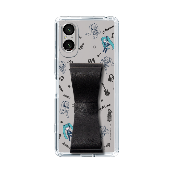 Slim Protection Case - STAND & RING RIBBON Black［ HATSUNE MIKU - Ribbon - Instrumental - Monochrome ］