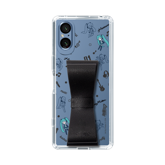 Slim Protection Case - STAND & RING RIBBON Black［ HATSUNE MIKU - Ribbon - Instrumental - Monochrome ］