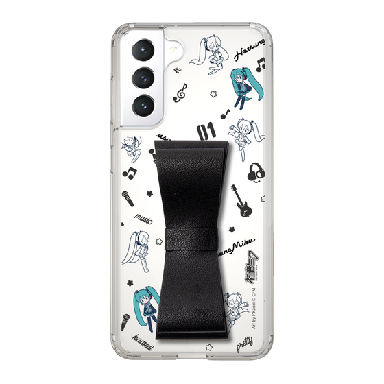 Slim Protection Case - STAND & RING RIBBON Black［ HATSUNE MIKU - Ribbon - Instrumental - Monochrome ］