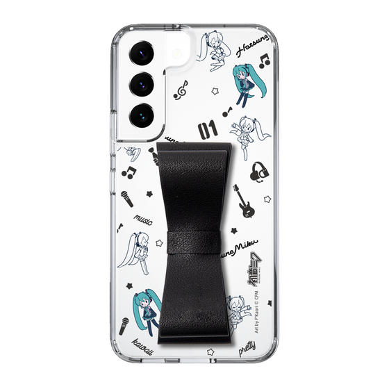 Slim Protection Case - STAND & RING RIBBON Black［ HATSUNE MIKU - Ribbon - Instrumental - Monochrome ］