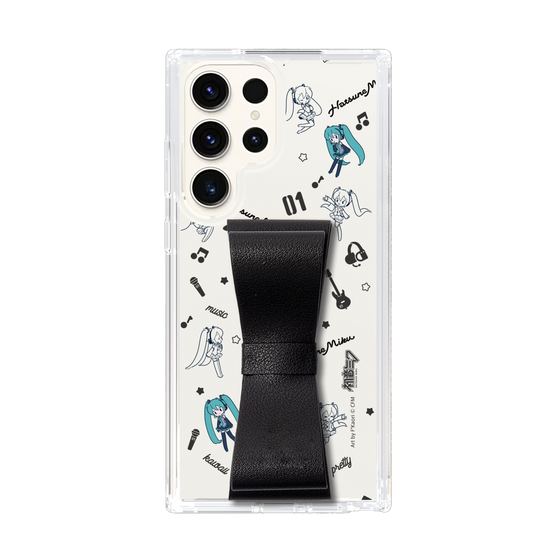 Slim Protection Case - STAND & RING RIBBON Black［ HATSUNE MIKU - Ribbon - Instrumental - Monochrome ］