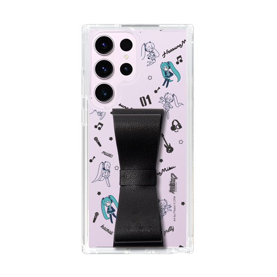 Slim Protection Case - STAND & RING RIBBON Black［ HATSUNE MIKU - Ribbon - Instrumental - Monochrome ］