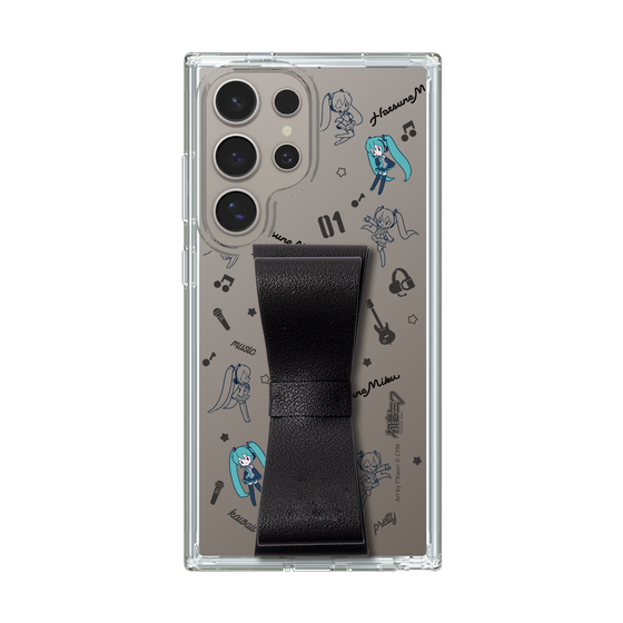 Slim Protection Case - STAND & RING RIBBON Black［ HATSUNE MIKU - Ribbon - Instrumental - Monochrome ］