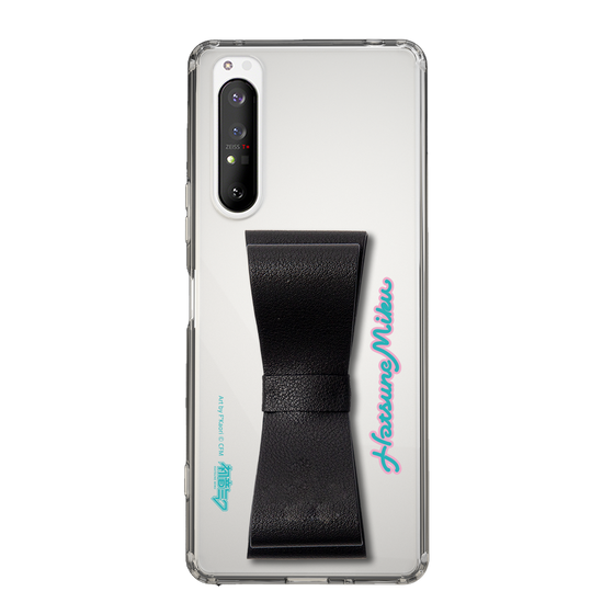 Slim Protection Case - STAND & RING RIBBON Black［ HATSUNE MIKU - Ribbon - Logo ］