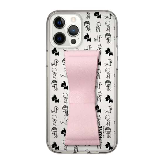 Slim Protection Case - STAND & RING RIBBON Sakura Pink［ Rune Naito - RUNE Animal Dog ］