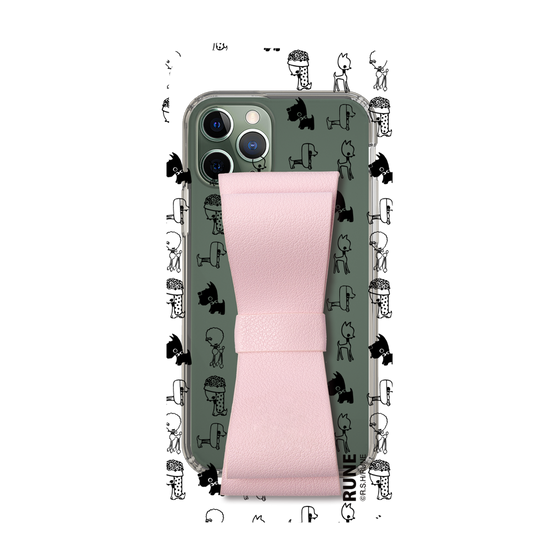 Slim Protection Case - STAND & RING RIBBON Sakura Pink［ Rune Naito - RUNE Animal Dog ］
