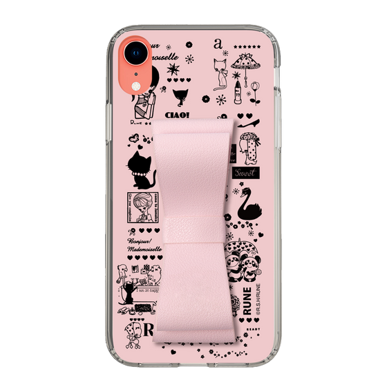 Slim Protection Case - STAND & RING RIBBON Sakura Pink［ Rune Naito - RUNE Girl Retro & Modern - Pink ］