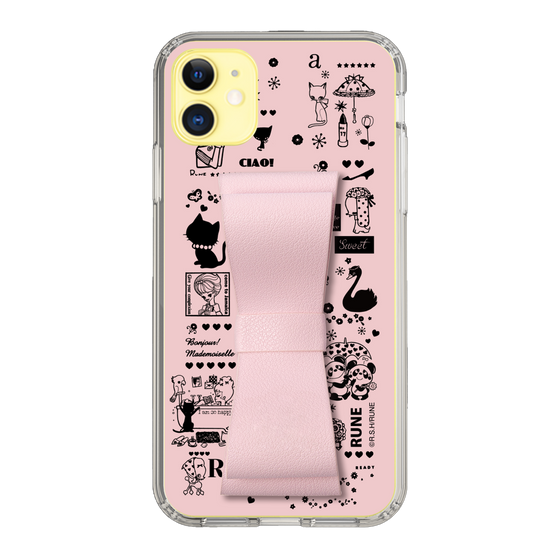 Slim Protection Case - STAND & RING RIBBON Sakura Pink［ Rune Naito - RUNE Girl Retro & Modern - Pink ］