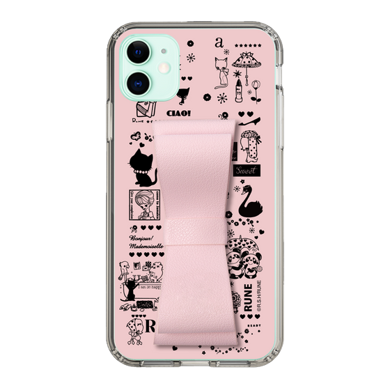 Slim Protection Case - STAND & RING RIBBON Sakura Pink［ Rune Naito - RUNE Girl Retro & Modern - Pink ］