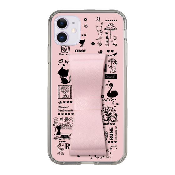 Slim Protection Case - STAND & RING RIBBON Sakura Pink［ Rune Naito - RUNE Girl Retro & Modern - Pink ］