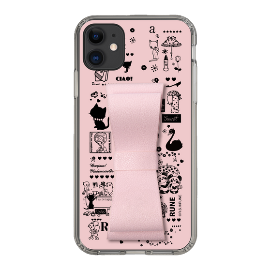 Slim Protection Case - STAND & RING RIBBON Sakura Pink［ Rune Naito - RUNE Girl Retro & Modern - Pink ］