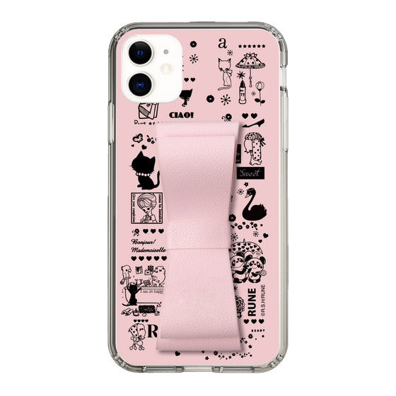 Slim Protection Case - STAND & RING RIBBON Sakura Pink［ Rune Naito - RUNE Girl Retro & Modern - Pink ］