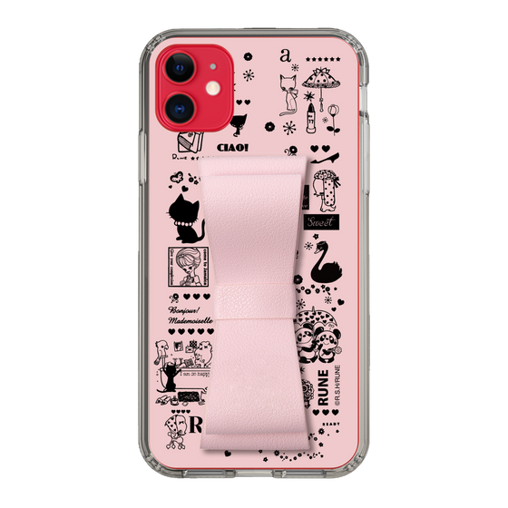 Slim Protection Case - STAND & RING RIBBON Sakura Pink［ Rune Naito - RUNE Girl Retro & Modern - Pink ］