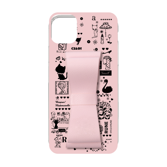Slim Protection Case - STAND & RING RIBBON Sakura Pink［ Rune Naito - RUNE Girl Retro & Modern - Pink ］