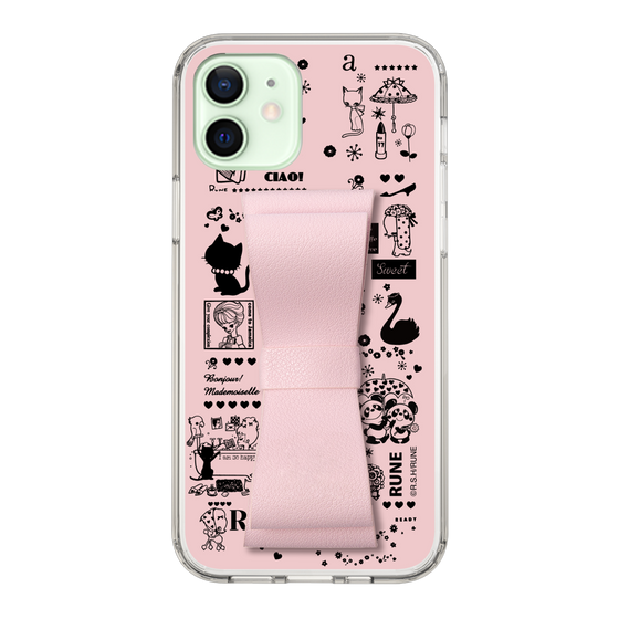 Slim Protection Case - STAND & RING RIBBON Sakura Pink［ Rune Naito - RUNE Girl Retro & Modern - Pink ］