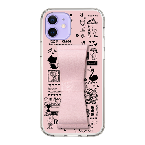 Slim Protection Case - STAND & RING RIBBON Sakura Pink［ Rune Naito - RUNE Girl Retro & Modern - Pink ］