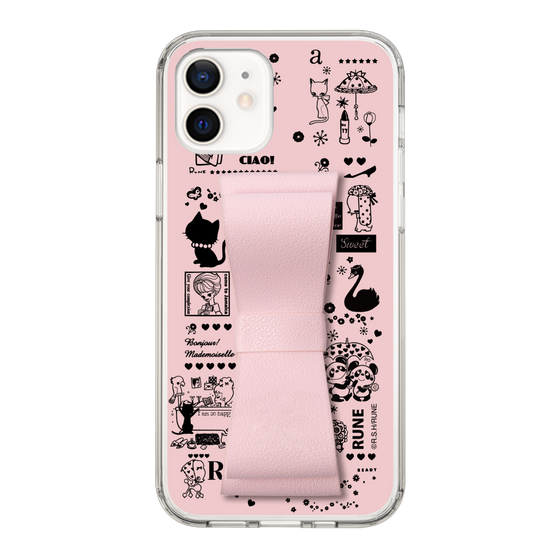 Slim Protection Case - STAND & RING RIBBON Sakura Pink［ Rune Naito - RUNE Girl Retro & Modern - Pink ］