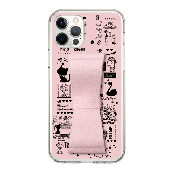 Slim Protection Case - STAND & RING RIBBON Sakura Pink［ Rune Naito - RUNE Girl Retro & Modern - Pink ］