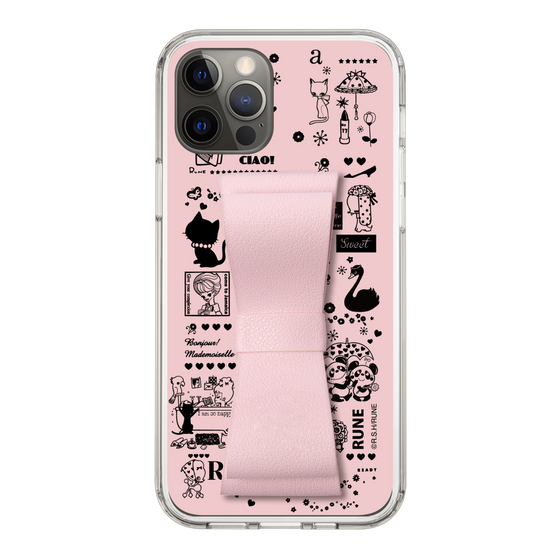 Slim Protection Case - STAND & RING RIBBON Sakura Pink［ Rune Naito - RUNE Girl Retro & Modern - Pink ］