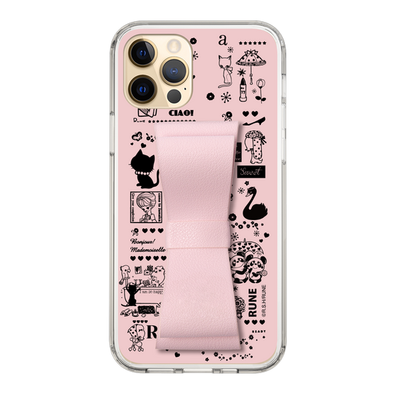 Slim Protection Case - STAND & RING RIBBON Sakura Pink［ Rune Naito - RUNE Girl Retro & Modern - Pink ］