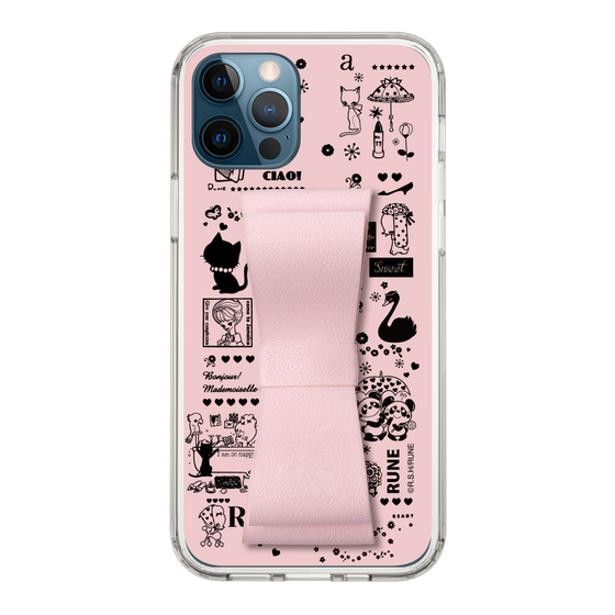 Slim Protection Case - STAND & RING RIBBON Sakura Pink［ Rune Naito - RUNE Girl Retro & Modern - Pink ］