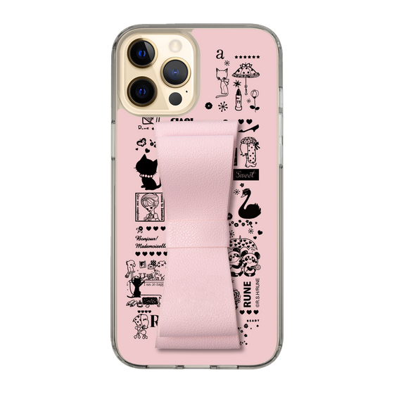 Slim Protection Case - STAND & RING RIBBON Sakura Pink［ Rune Naito - RUNE Girl Retro & Modern - Pink ］