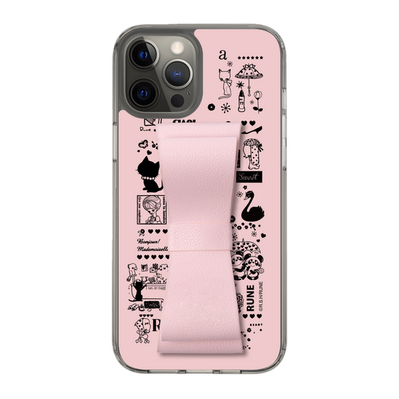 Slim Protection Case - STAND & RING RIBBON Sakura Pink［ Rune Naito - RUNE Girl Retro & Modern - Pink ］