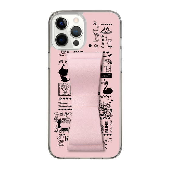 Slim Protection Case - STAND & RING RIBBON Sakura Pink［ Rune Naito - RUNE Girl Retro & Modern - Pink ］