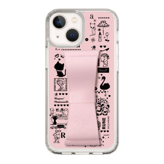Slim Protection Case - STAND & RING RIBBON Sakura Pink［ Rune Naito - RUNE Girl Retro & Modern - Pink ］