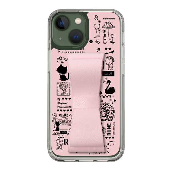 Slim Protection Case - STAND & RING RIBBON Sakura Pink［ Rune Naito - RUNE Girl Retro & Modern - Pink ］