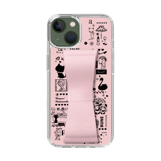 Slim Protection Case - STAND & RING RIBBON Sakura Pink［ Rune Naito - RUNE Girl Retro & Modern - Pink ］